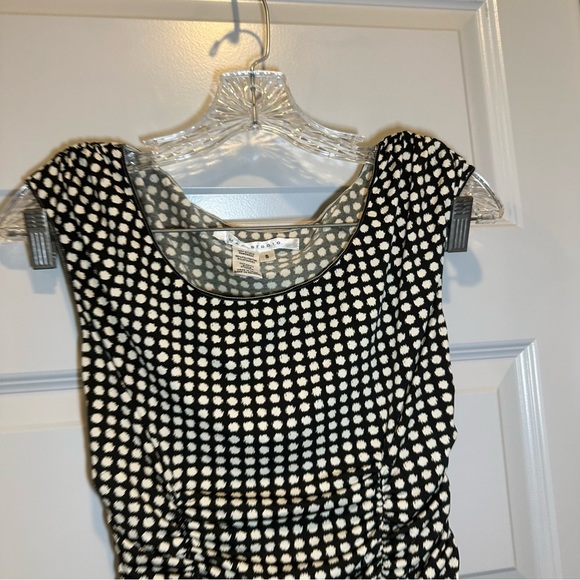 Max Studio Cream/Black Print Stretch Short Sleeve Blouse S - Picture 5 of 7